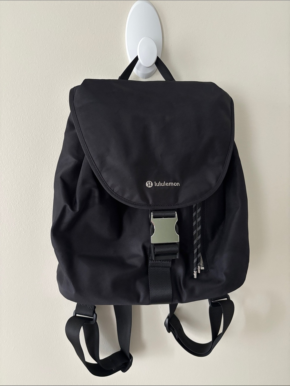 lululemon athletica Black Flap-Top Backpack with Front Buckle